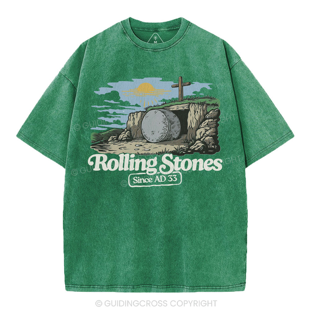 The Stone Was Rolled Away Sine AD 33 Christian Washed T-Shirt