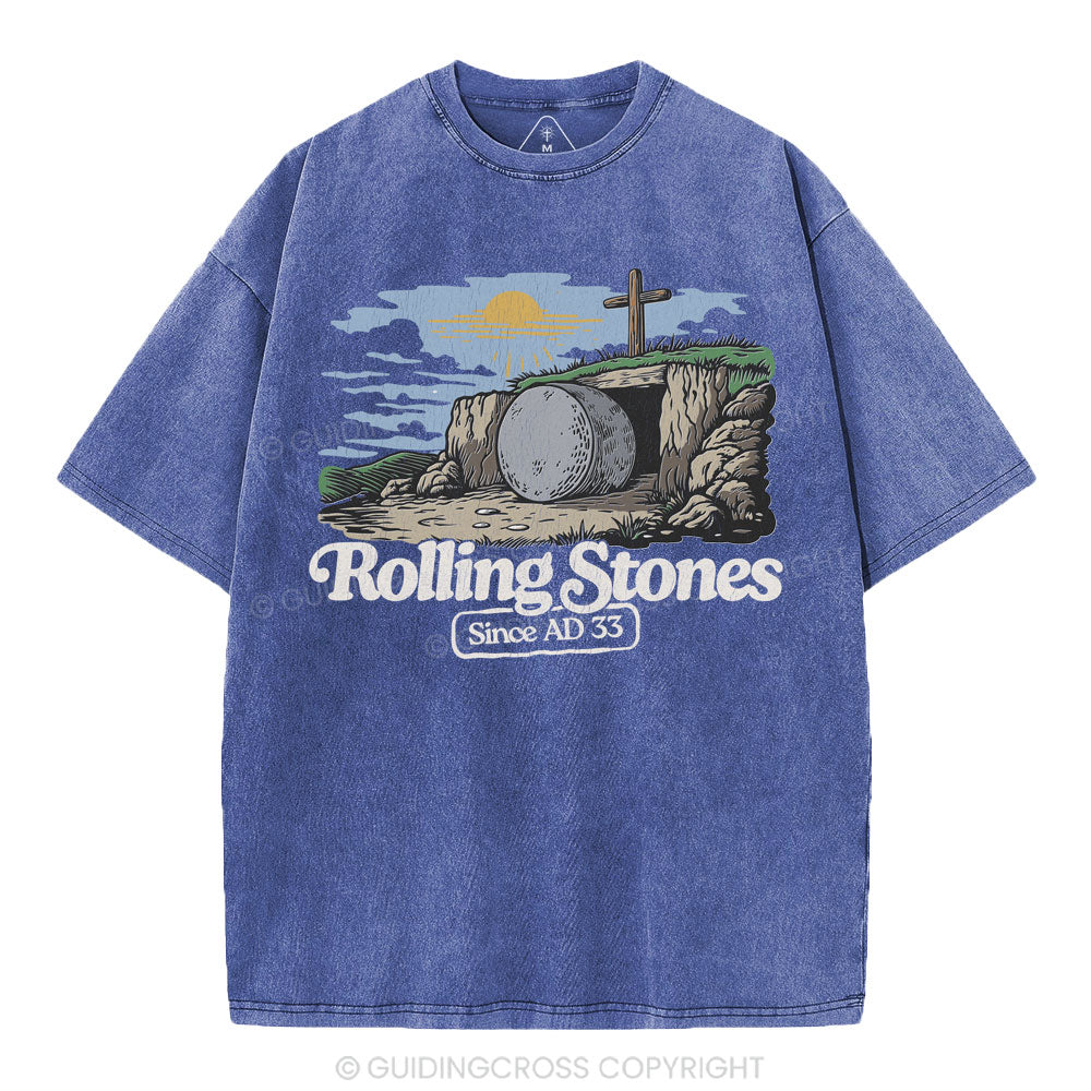 The Stone Was Rolled Away Sine AD 33 Christian Washed T-Shirt