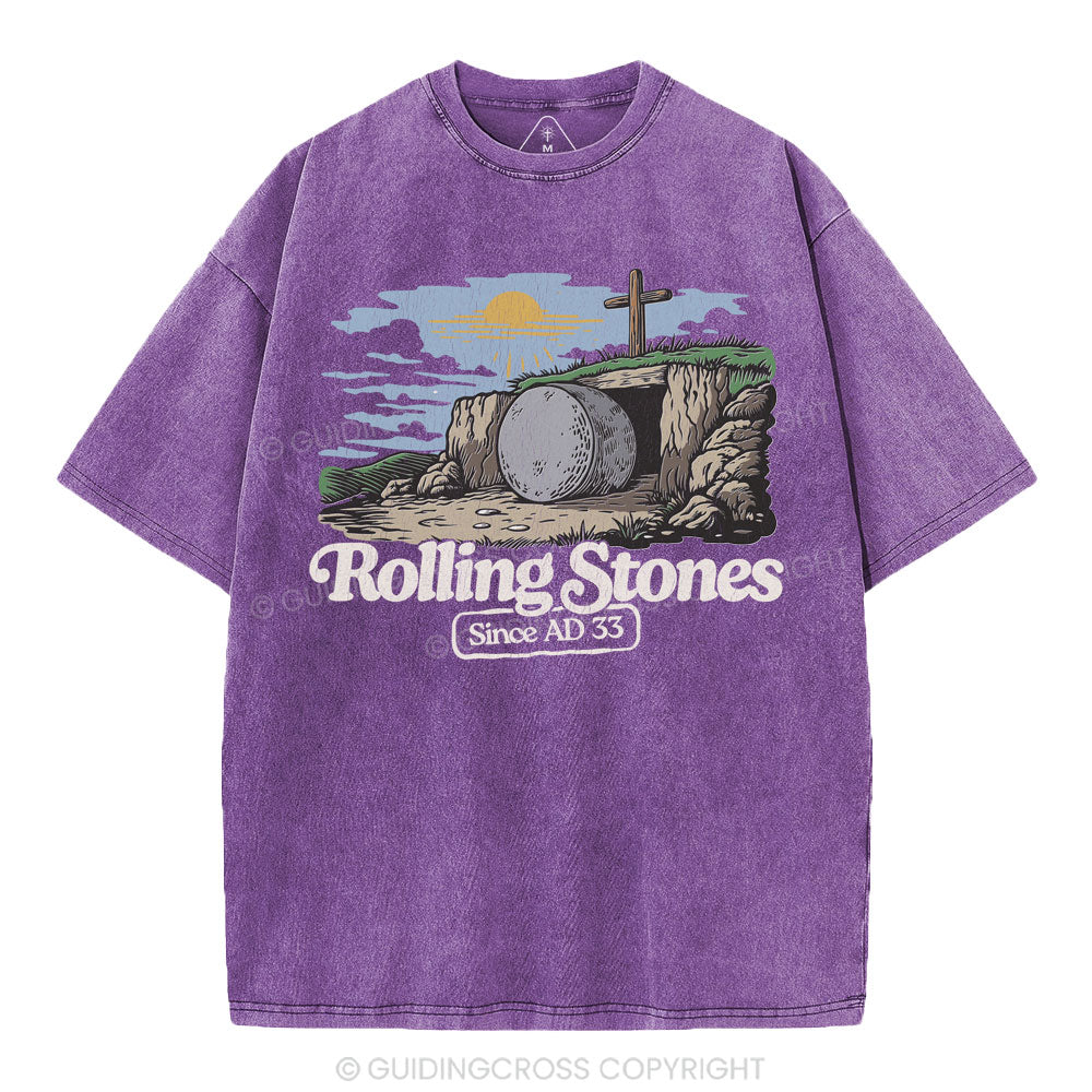 The Stone Was Rolled Away Sine AD 33 Christian Washed T-Shirt