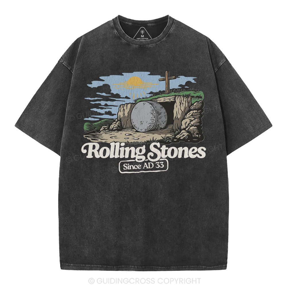 The Stone Was Rolled Away Sine AD 33 Christian Washed T-Shirt