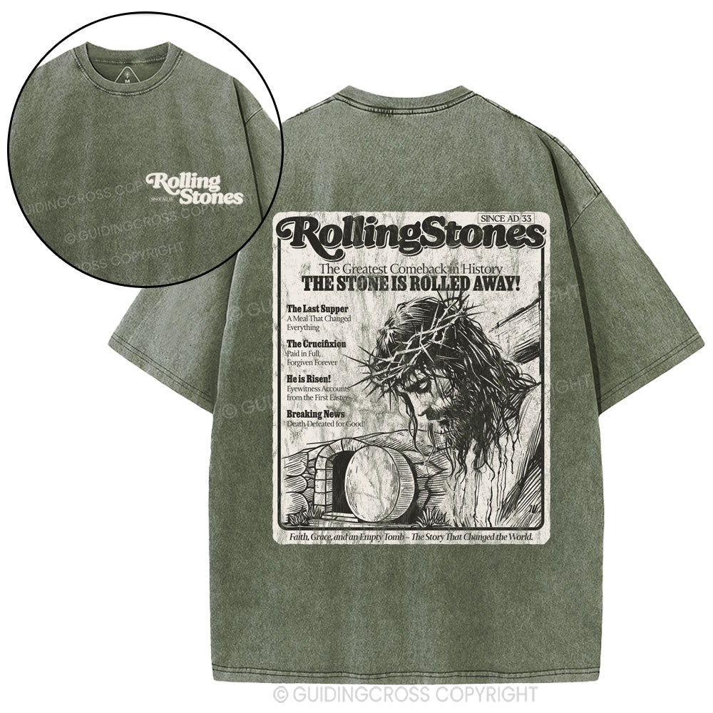The Stone Was Rolled Away Resurrection Christian Washed T-Shirt