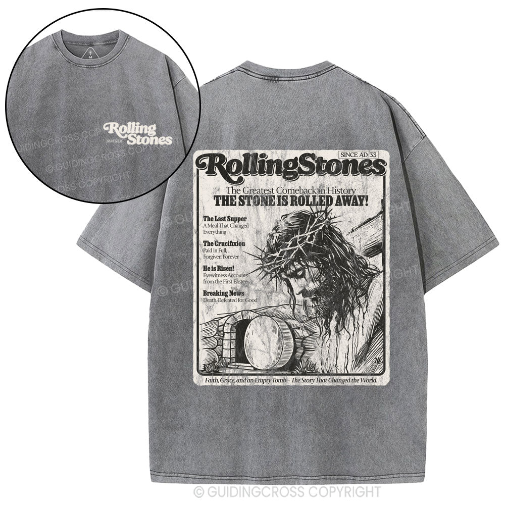 The Stone Was Rolled Away Resurrection Christian Washed T-Shirt