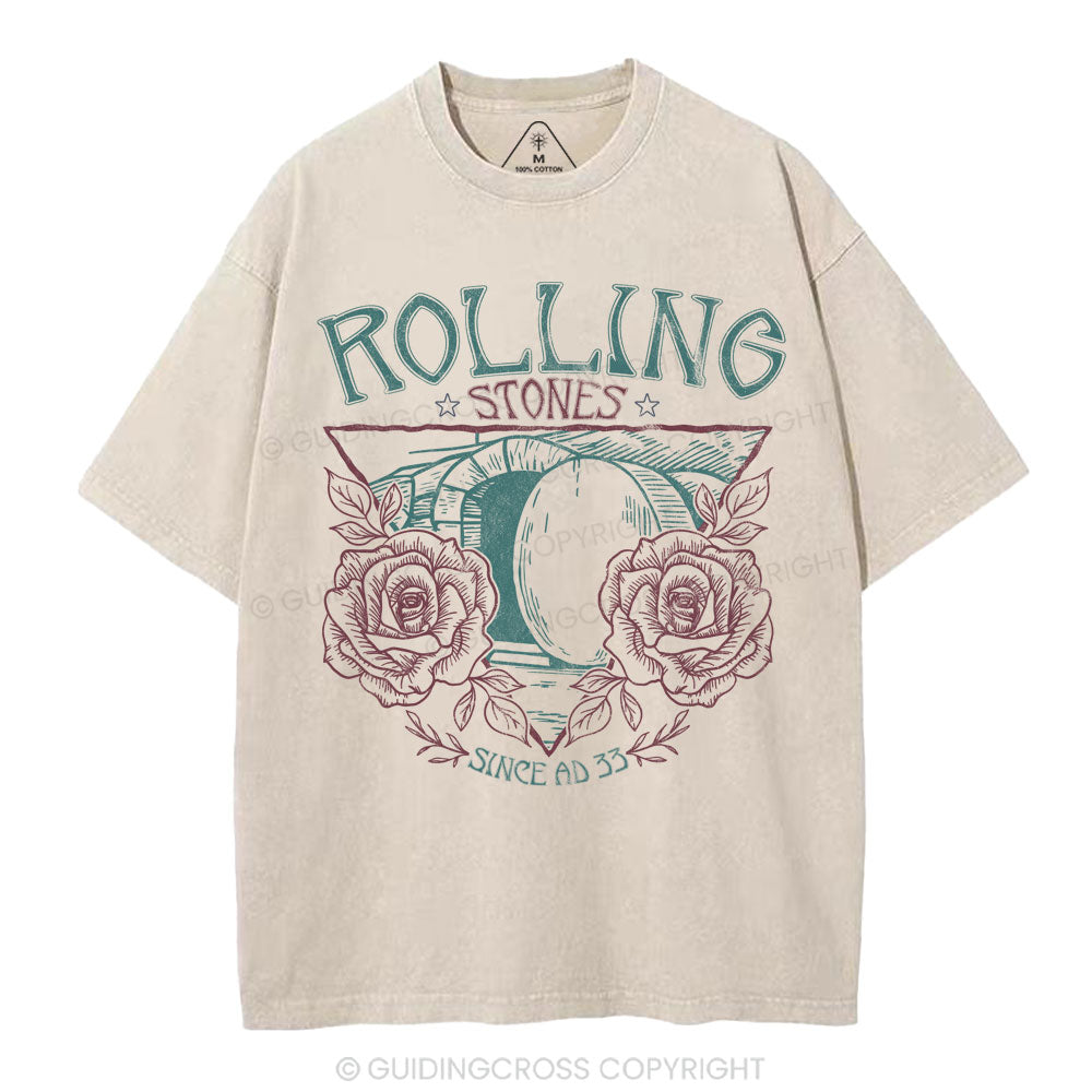 The Stone Was Rolled Away Retro Christian Washed T-Shirt