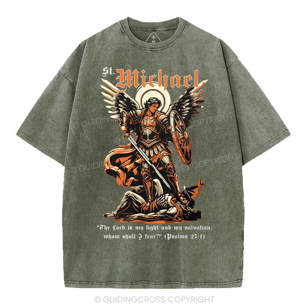 Saint Michael Archangel Christian Washed T-Shirt