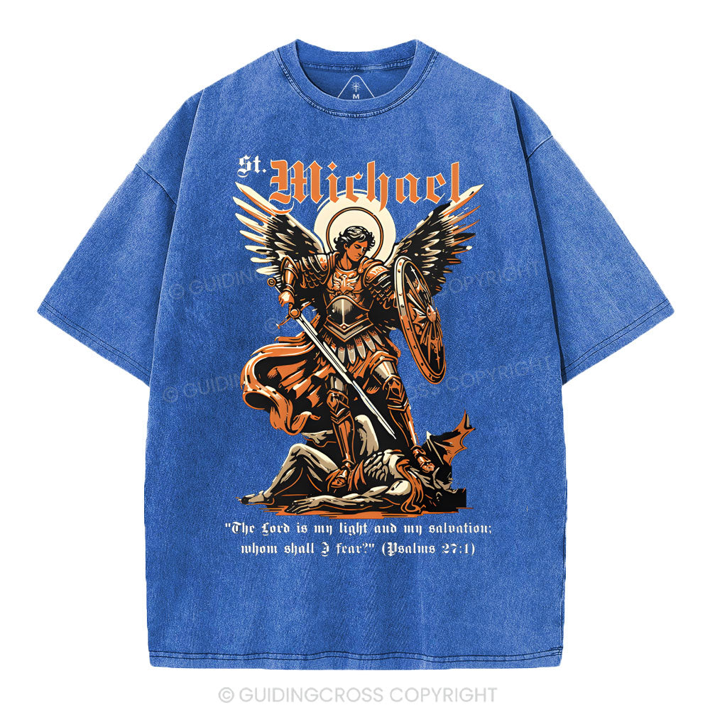 Saint Michael Archangel Christian Washed T-Shirt