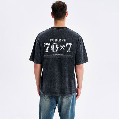 Forgive 70 7 Christian Washed T-Shirt