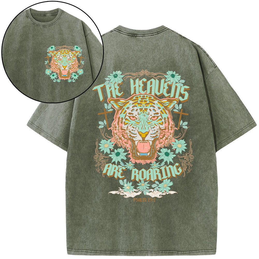 The Heavens Are Roaring Christian Washed T-Shirt