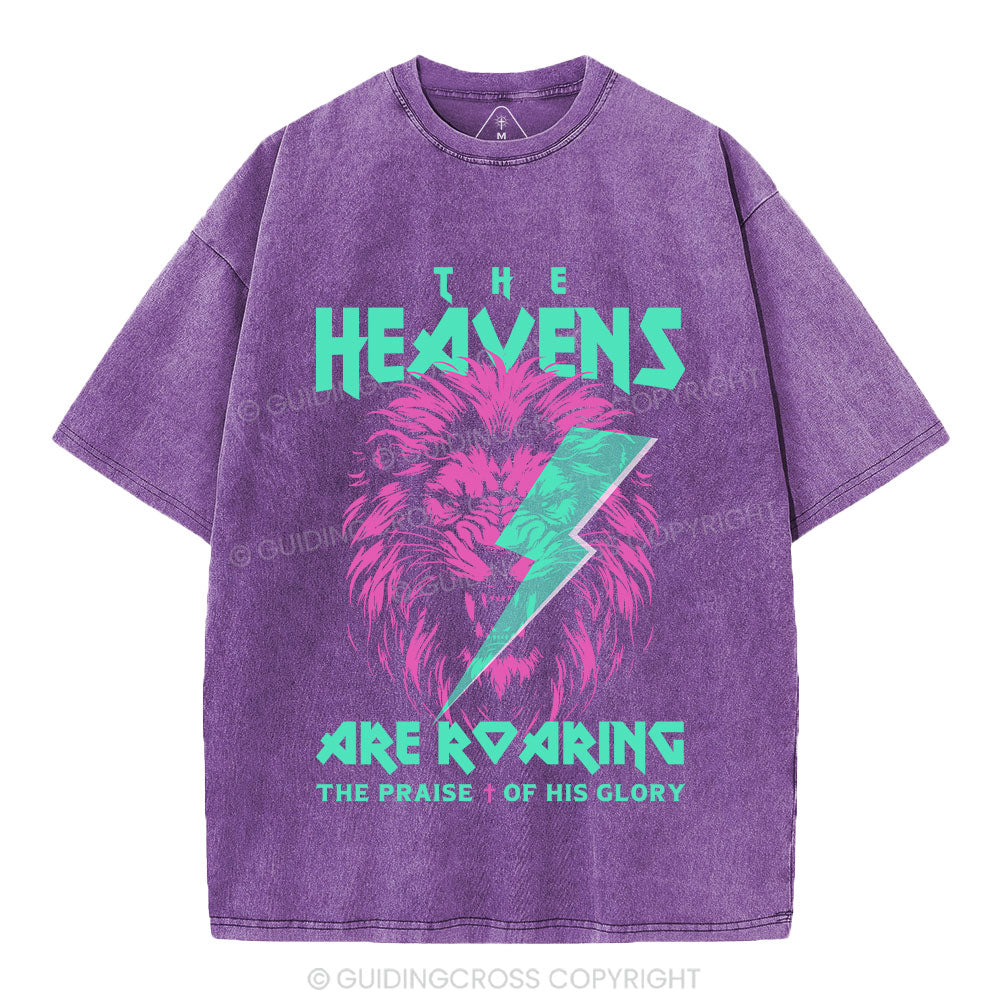 The Heavens Are Roaring Lion Christian Washed T-Shirt