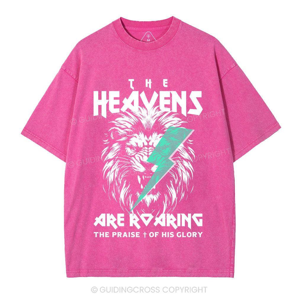 The Heavens Are Roaring Lion Christian Washed T-Shirt