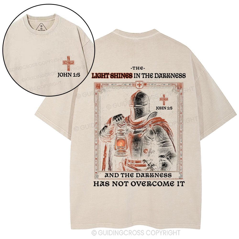 The Light Shines In The Darkness Christian Washed T-Shirt
