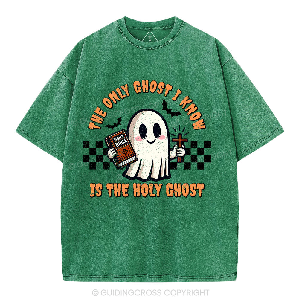 The Only Ghost I Know Is The Holy Ghost Christian Washed T-Shirt