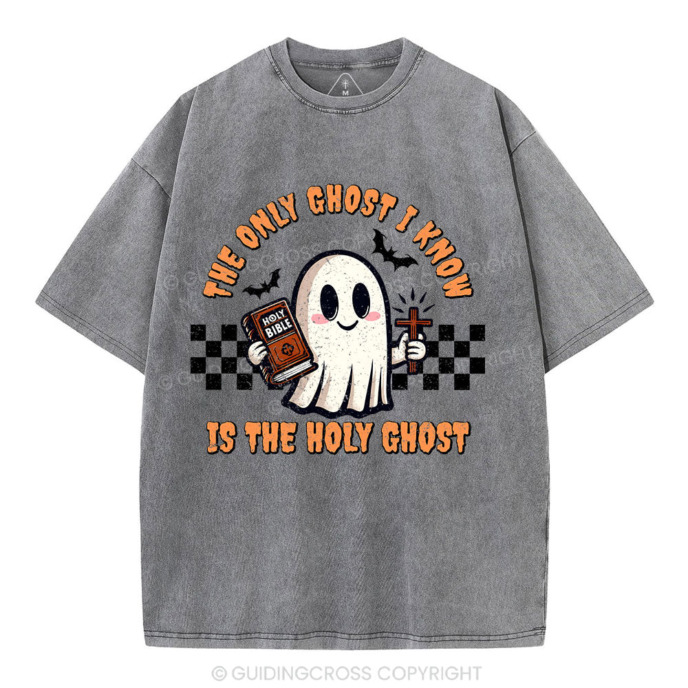 The Only Ghost I Know Is The Holy Ghost Christian Washed T-Shirt
