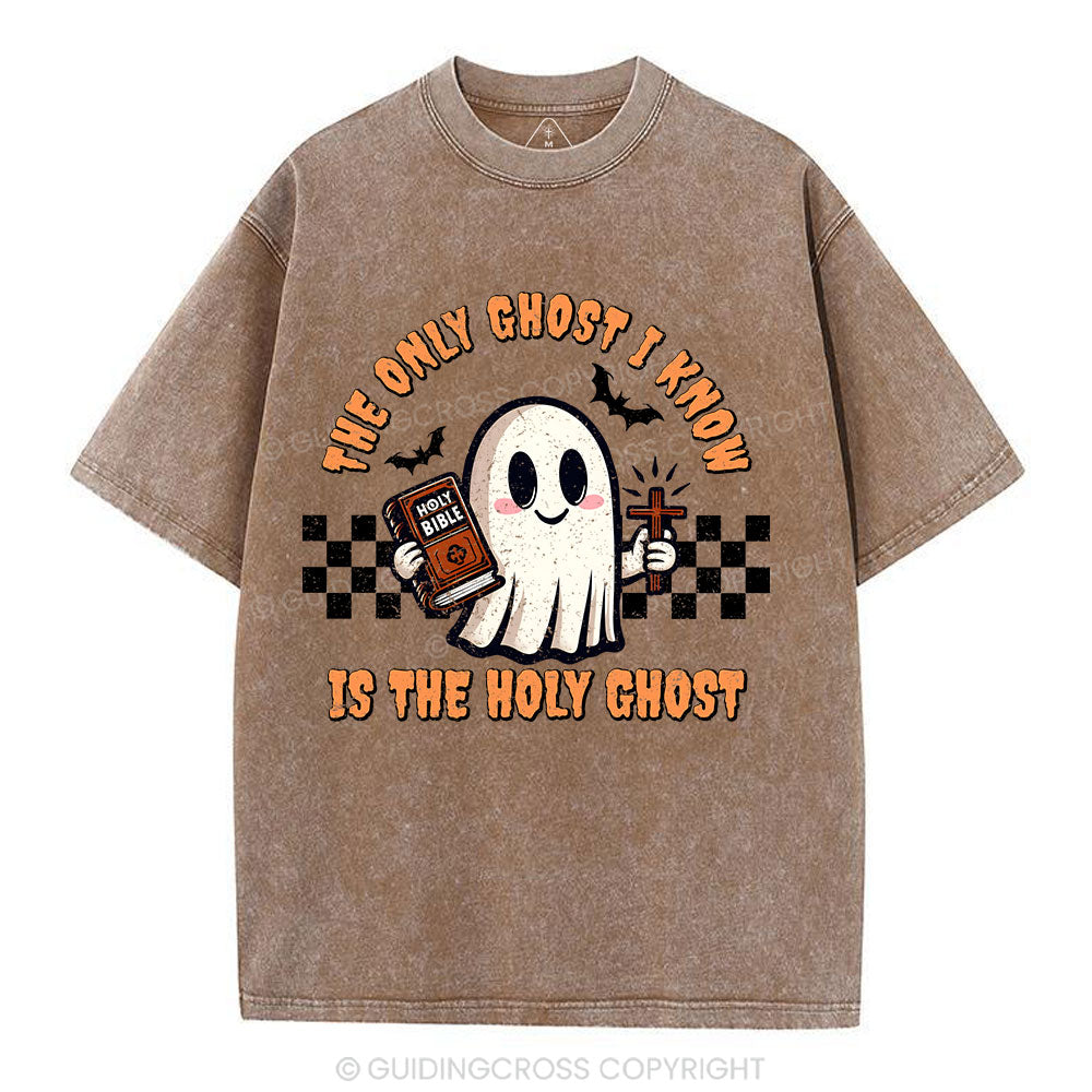 The Only Ghost I Know Is The Holy Ghost Christian Washed T-Shirt