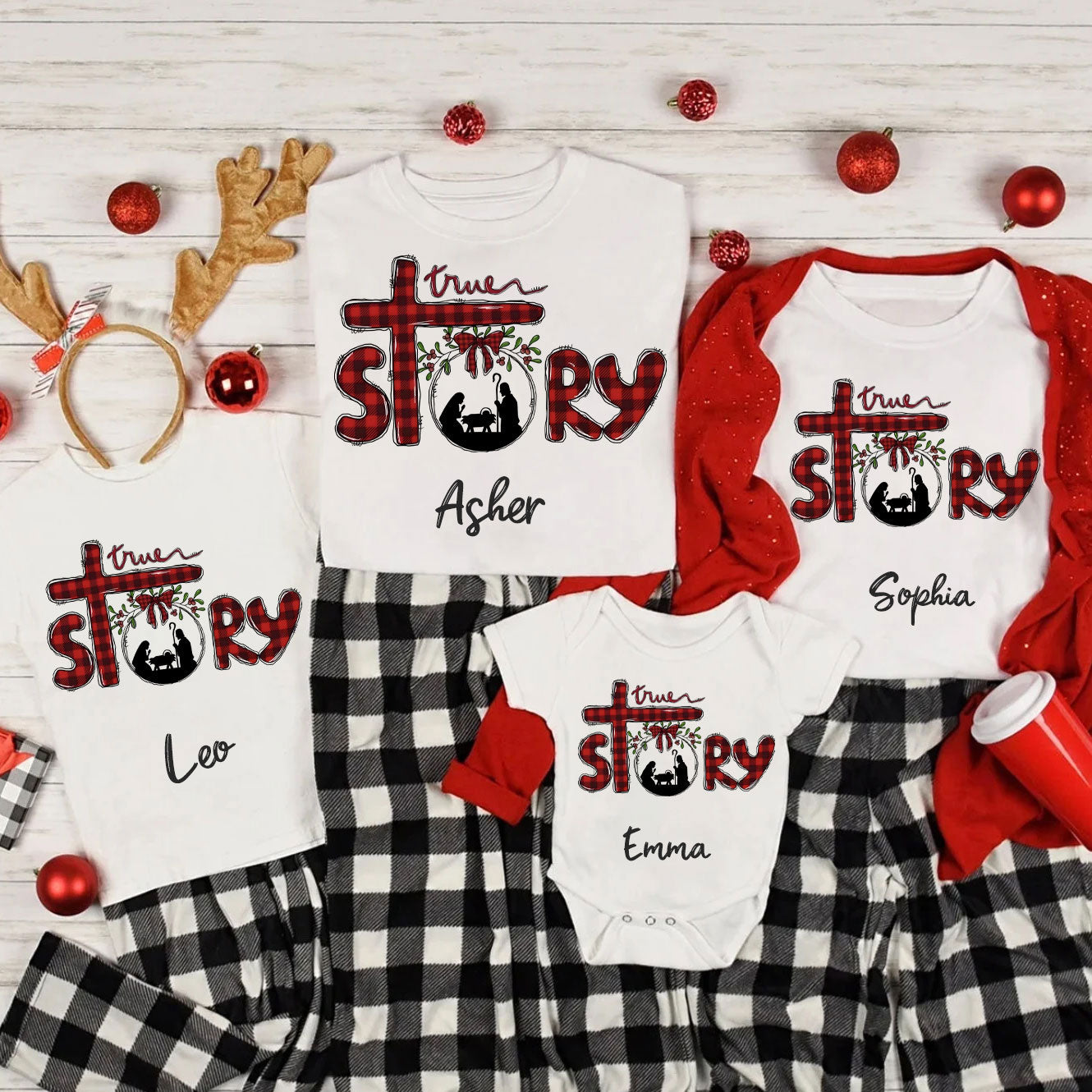 True Story Plaid Christian Christmas Family Matching Shirts