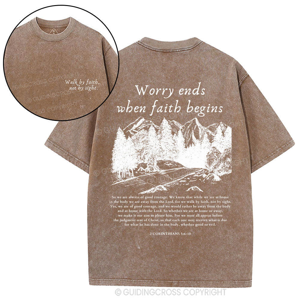 Walk By Faith Not By Sight Christian Washed T-Shirt