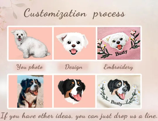 Custom Embroidered Sweatshirt With Pet Portrait Flower | for Pet Lover