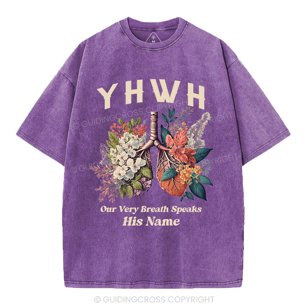 YHWH Floral Nature Lung Christian Washed T-Shirt