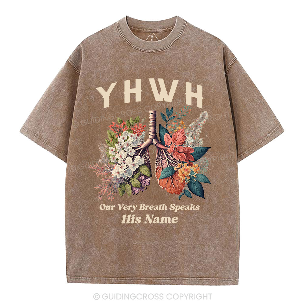 YHWH Floral Nature Lung Christian Washed T-Shirt