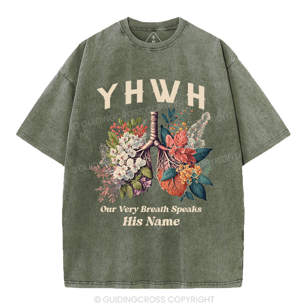 YHWH Floral Nature Lung Christian Washed T-Shirt