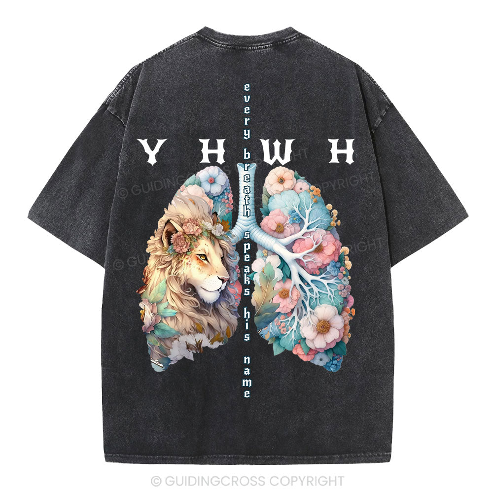 YHWH Lion Christian Washed T-Shirt