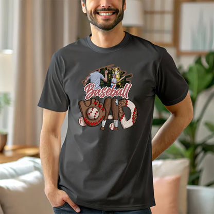 Custom Baseball Photo Dad Shirt, Best Dad Ever Personalized Father's Day Tee, Father's Day Gift