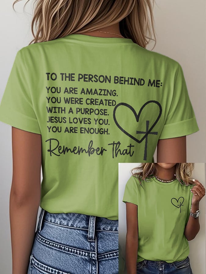 Women's Dear Person Behind Me Christian Print Casual T-Shirt