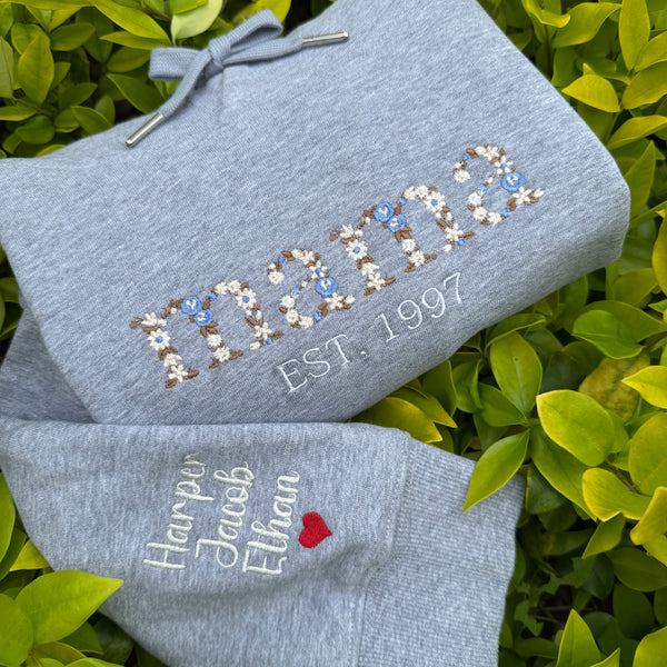 Custom Embroidered Floral Mama Sweatshirt