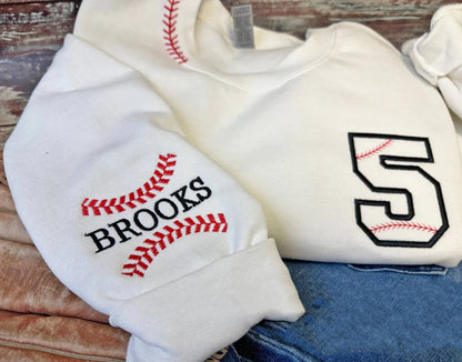 Personalized Baseball Neckline Embroidery Family Cheer T-Shirt