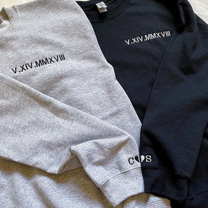 👩‍❤️‍👨Custom Roman Numeral Date Couple's Sweatshirt