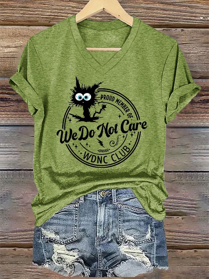 🔥Buy 3 Get 15% Off🔥V-Neck Retro Funny Proud Member Of WDNC Club We Do Not Care Menopause Perimenopause Print T-Shirt