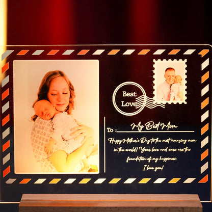 Custom LED Light Frame with Family Photos & Personal Letters - A Timeless Gift for Mom