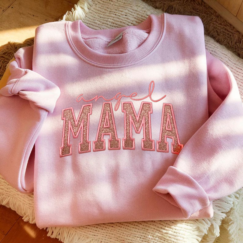 Angel MAMA Glitter Embroidered Shirt/Sweater-Gift For MAMA