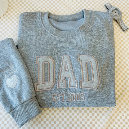 Custom Embroidered Sweatshirt With Your Child's Name And Heart On The Sleeve As A Mother’s/Father's Day Gift