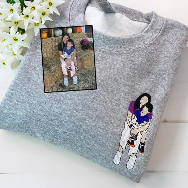 Custom Embroidered Portrait From Photo Hoodie