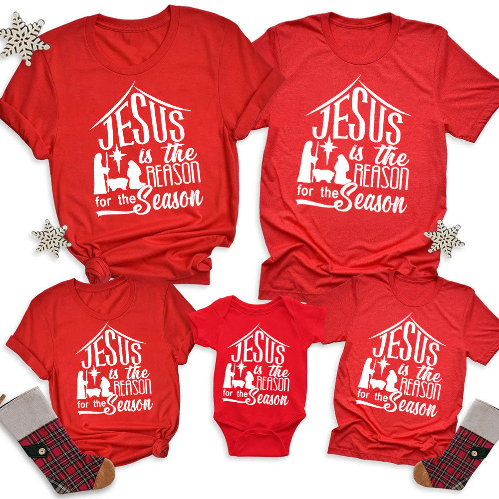 Nativity Jesus Is the Reason for the Season Family Matching Shirts