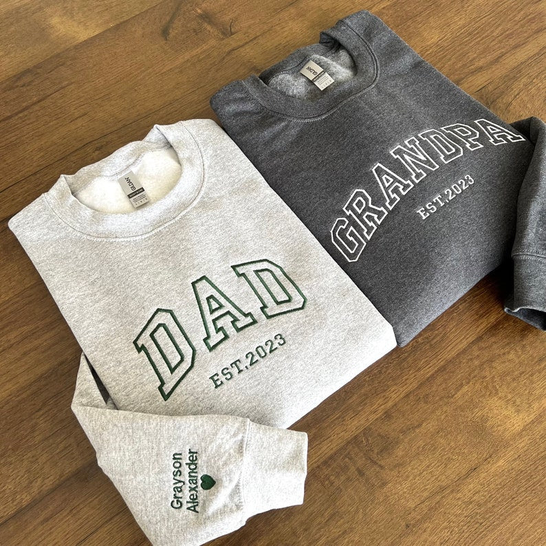 Custom Embroidered Sweatshirt With Your Child's Name And Heart On The Sleeve As A Mother’s/Father's Day Gift