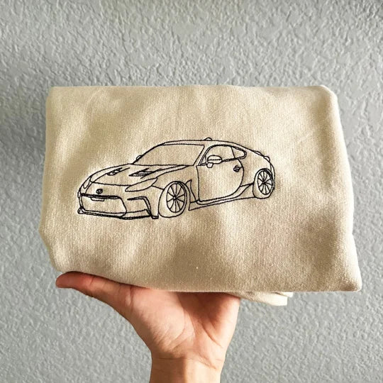 Custom Embroidered Car Outline Sweatshirt, Gift for DAD/Husband/Boyfriend, Father's Day Gift