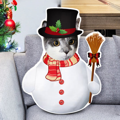 Custom Santa Snowman Shape Pillow with Your Dog Cat Face Christmas Pet Lovers Gift