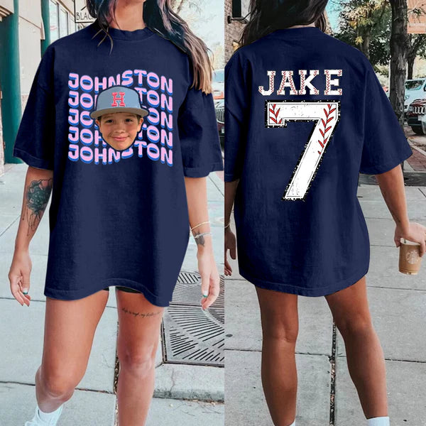 Custom Sports Mom Shirt – Personalized Baseball/Softball/Football/Soccer/Hockey Photo Tee