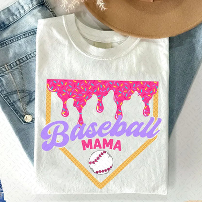 Baseball Mama Drip Shirt, Baseball Ice Cream Drip Shirt, Basebaall Mama Tee, Game Day Baseball Gift