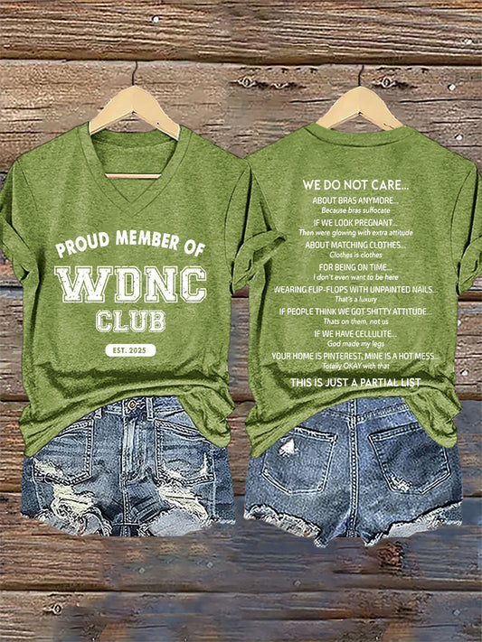 🔥Buy 3 Get 15% Off🔥V-Neck Retro Proud Member Of WDNC Club Est. 2025 We Do Not Care Print T-Shirt