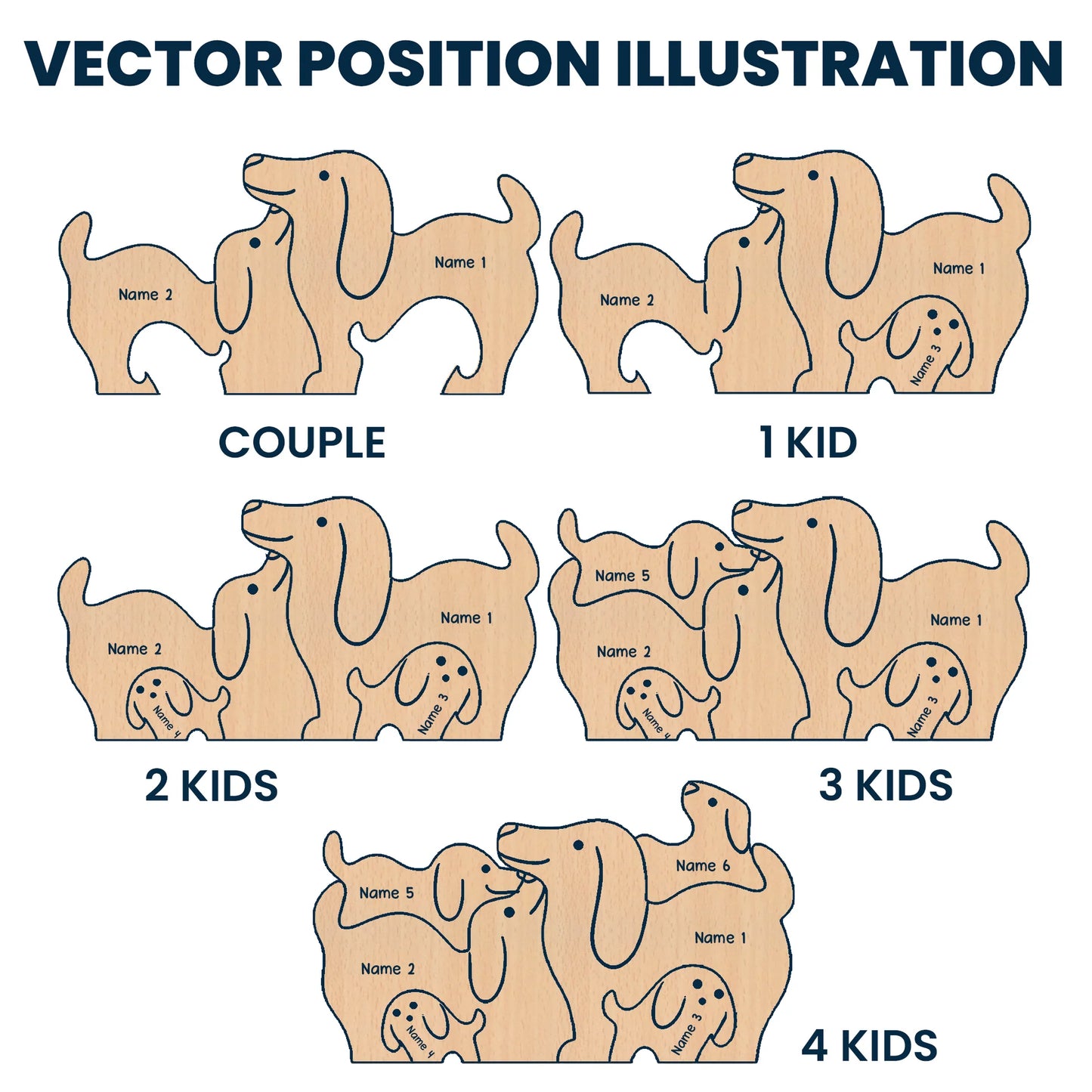 Dog Family - Personalized Wooden Dog Family Puzzle