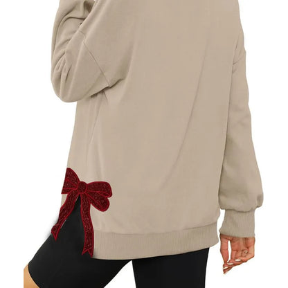 Personalized Mama Bow Embroidered Sweatshirt | Trendy Side Slit Bow Sweatshirt | Personalized Mama Sweatshirt | Mama Gifts