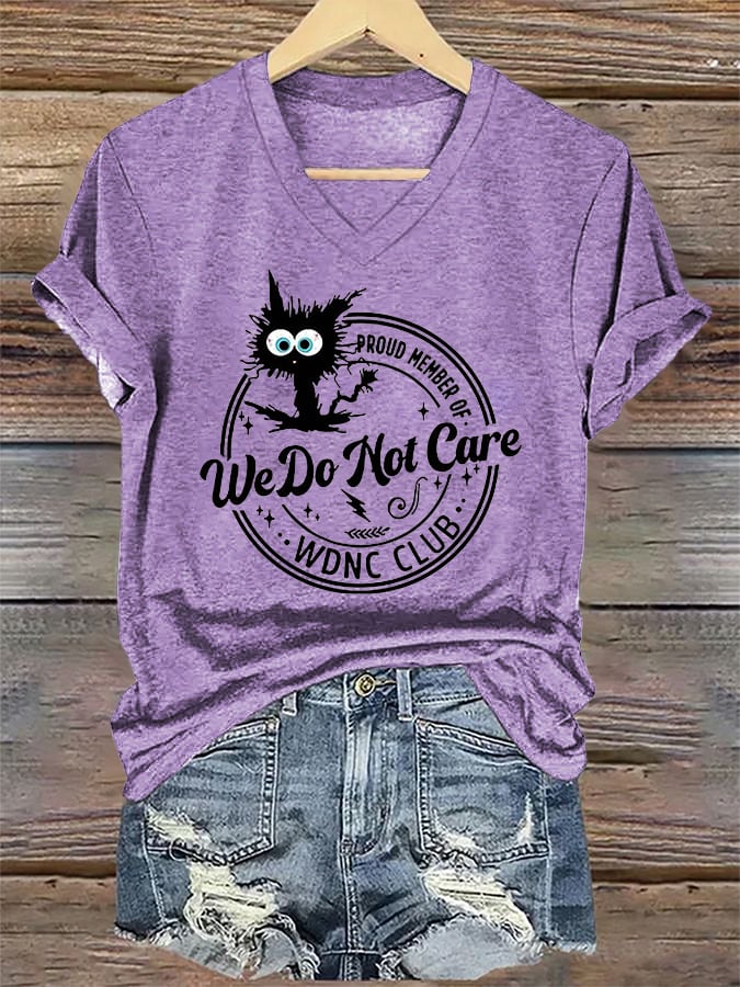 🔥Buy 3 Get 15% Off🔥V-Neck Retro Funny Proud Member Of WDNC Club We Do Not Care Menopause Perimenopause Print T-Shirt