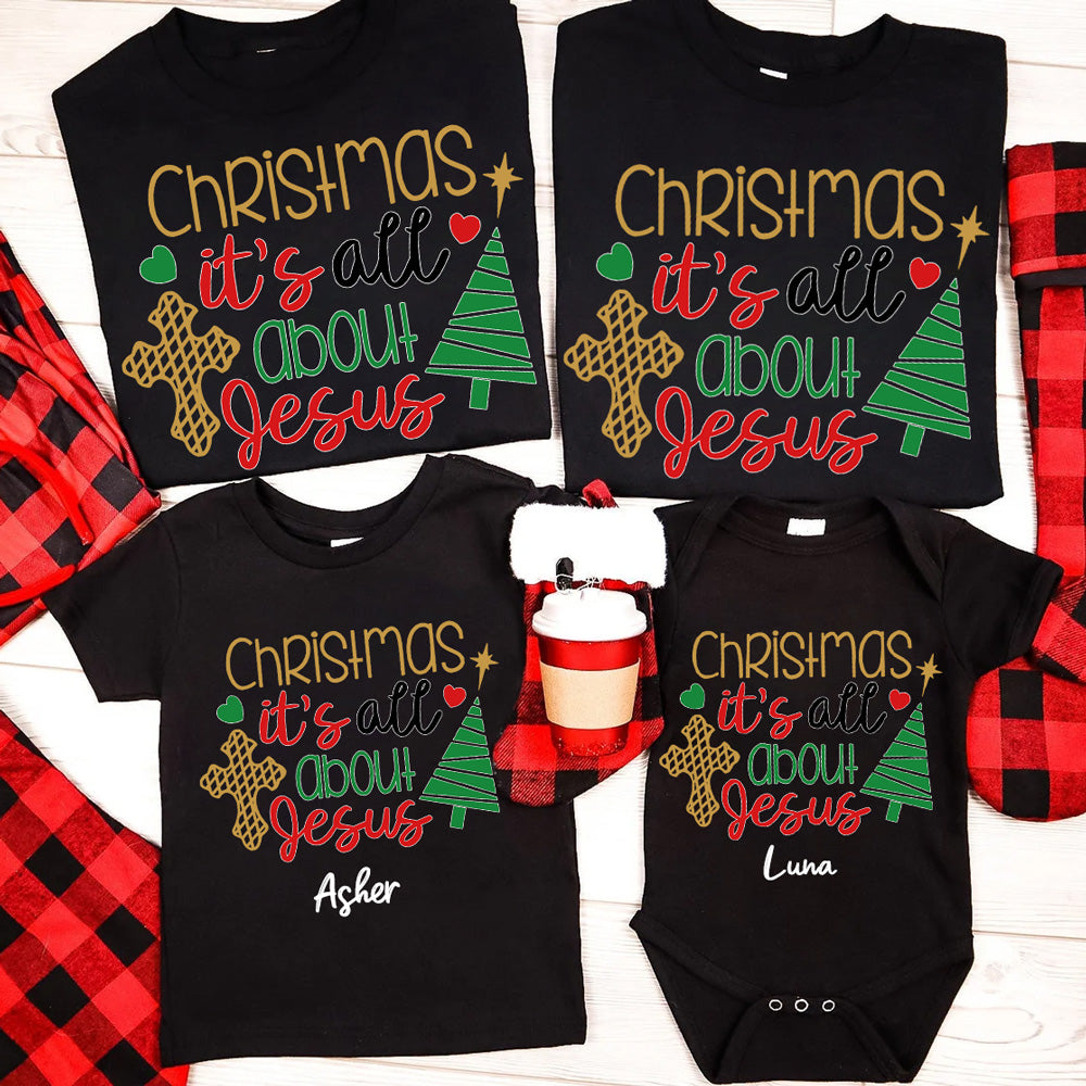 Christmas It's All About Jesus Family Matching Shirts