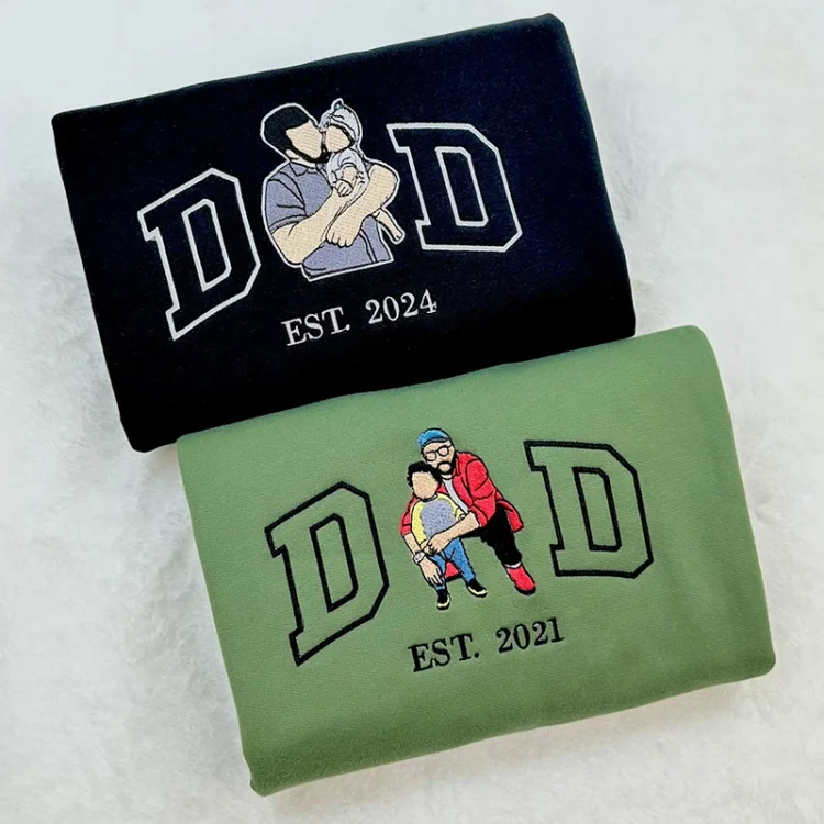 Custom Dad Shirt - Embroidered Portrait Shirt with Photo - Unique Gift for Dad and Family