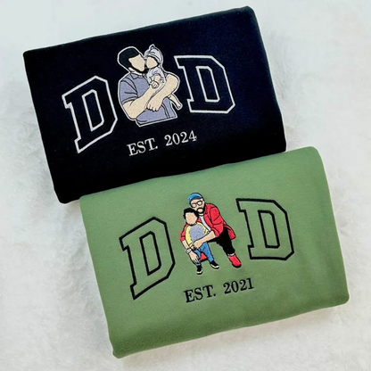 Custom Dad Shirt - Embroidered Portrait Shirt with Photo - Unique Gift for Dad and Family