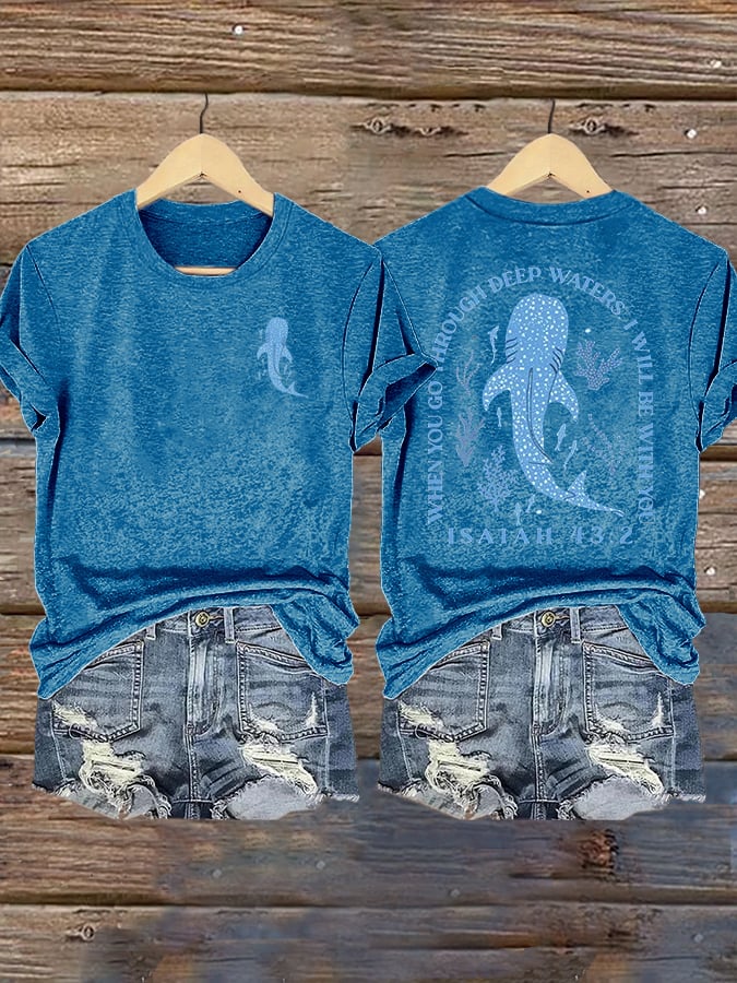 Women's When You Go Through Deep Waters, I'Ll Be With You  Print Shirt