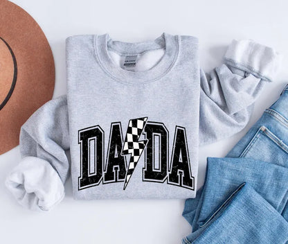 Mama Varsity Shirt, Dada Shirt, Checkered Mom Shirt, Mother's Day Gift, Lightning Bolt Mama Sweatshirt, Father's Day Gift, Gift for Mom