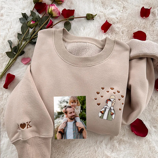 💕Loversdovey Custom Embroidered Portrait Sweatshirt from Photo For Mom